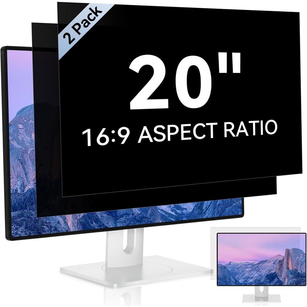 2 Pk 20" Blue Light Computer Privacy Screen for 16:9 Aspect Ratio Eye Protection